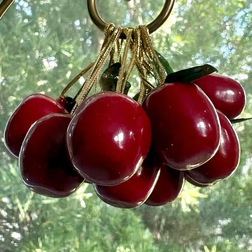 Set of 12 Wooden Apple Mini Christmas Ornaments Red Holiday Decor